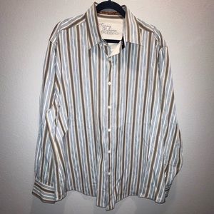 Men’s Tommy Bahama Denim long sleeve button up shirt size XXL brown/gray striped